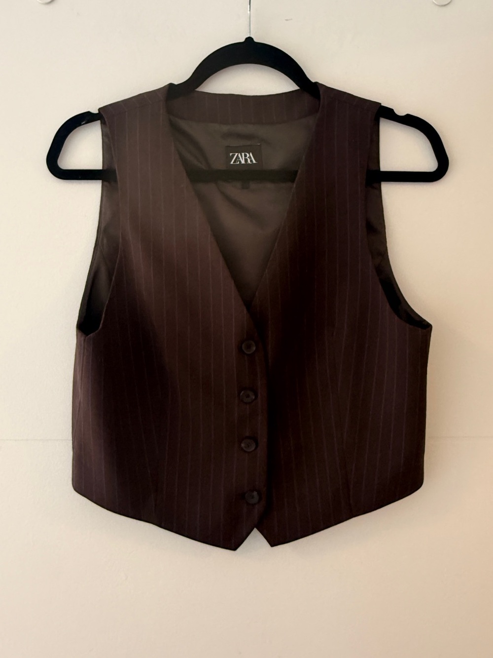 Zara Brown w/ Blue Pinstripe Tailored Vest Size Small